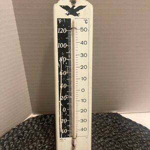 Vintage Cooper and White and Black Thermometer with eagle